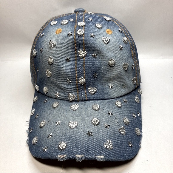 Miss Denim Studded Sequin Adjustable Cap - Picture 1 of 5